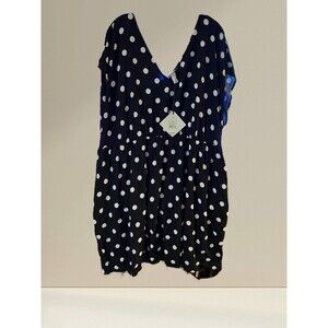 Womens Dress Ava & Viv 2X 20-22 Polka Dot Dress Double VNeck Short Sleeve New